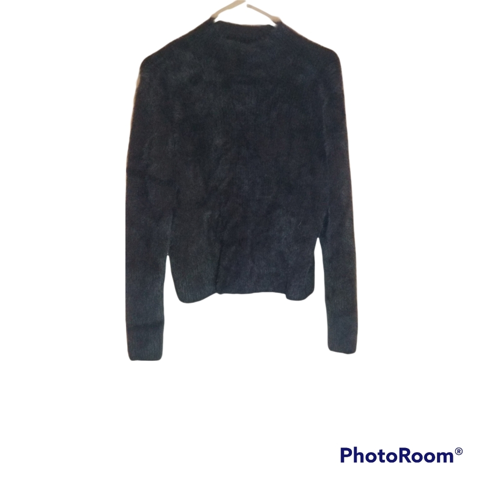 Fuzzy Navy B.R. Mock Neck Sweater